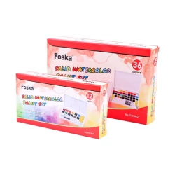 Foska Quality Solid Watercolor Paint Set, 36 Colors, Long-Lasting Pigments, Durable Pans Resistant to Chipping and Cracking, Easy Brush Application, Ideal for Painting, Drawing, School Art and Creative Crafts for Artists and Hobbyists