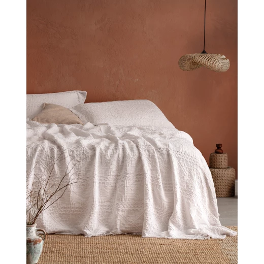طقم غطاء سرير إثنيك مزدوج - أبيض، 80٪ قطن 20٪ بوليستر، 230×240 سم، يشمل 2 أغطية وسادة 50×70 سم، ناعم وأنيق، صناعة تركية من مدام كوكو طقم غطاء سرير إثنيك مزدوج - أبيض، 80٪ قطن 20٪ بوليستر، 230×240 سم، يشمل 2 أغطية وسادة 50×70 سم، ناعم وأنيق، صناعة تركية من مدام كوكو