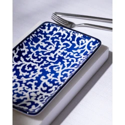 Madame COCO Reve Bleu Freya Rectangular Porcelain Plate 22.5×12.2×2.2cm – Elegant Serving Plate for Food, Desserts & Appetizers, Ideal for Everyday Dining & Table Setting