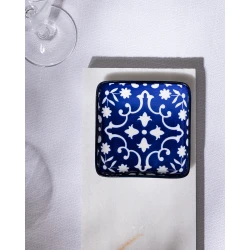 Madame COCO Reve Bleu Verve Square Porcelain Plate 12.2×3.2cm – Elegant Serving Plate for Appetizers, Desserts & Snacks, Ideal for Everyday Dining & Table Setting