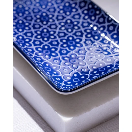 Madame COCO Reve Bleu Mais Rectangular Porcelain Plate 22.5×12.2×2.2cm – Elegant Serving Plate for Food, Desserts & Appetizers, Ideal for Everyday Dining & Table Setting - Madame COCO - Image 2