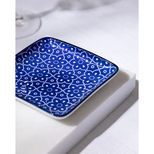 Madame COCO Reve Bleu Mais Square Porcelain Plate 12.2×3.2cm – Elegant Serving Plate for Appetizers, Desserts & Snacks, Ideal for Everyday Dining and Table Setting - Madame COCO - Image 2