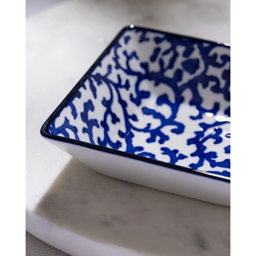 Madame COCO Reve Bleu Freya Square Porcelain Plate 12.2×3.2cm – Elegant Serving Plate for Appetizers, Desserts & Snacks, Ideal for Everyday Dining & Table Setting