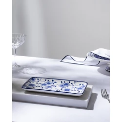 Madame COCO Reve Bleu Seren Rectangular Porcelain Plate 22.5×12.2×2.2cm – Elegant Serving Plate for Food, Desserts & Appetizers, Ideal for Everyday Dining & Table Setting