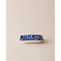 Madame COCO Reve Bleu Vista Square Porcelain Plate 12.2×3.2cm – Elegant Serving Plate for Appetizers, Desserts & Snacks, Ideal for Everyday Dining & Table Setting
