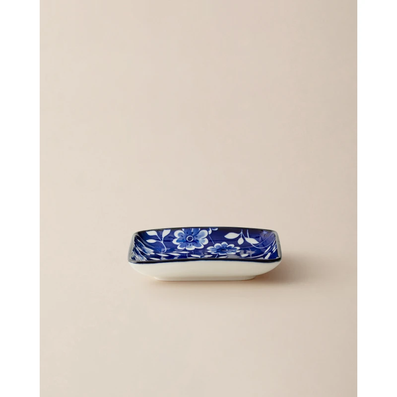 Madame COCO Reve Bleu Vista Square Porcelain Plate 12.2×3.2cm – Elegant Serving Plate for Appetizers, Desserts & Snacks, Ideal for Everyday Dining & Table Setting - Madame COCO