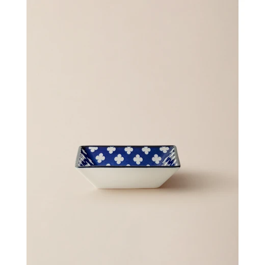 Madame COCO Reve Bleu Raye Square Porcelain Plate 12.2×3.2cm – Elegant Serving Plate for Appetizers, Desserts & Snacks, Ideal for Everyday Dining & Table Setting - Madame COCO - Image 2