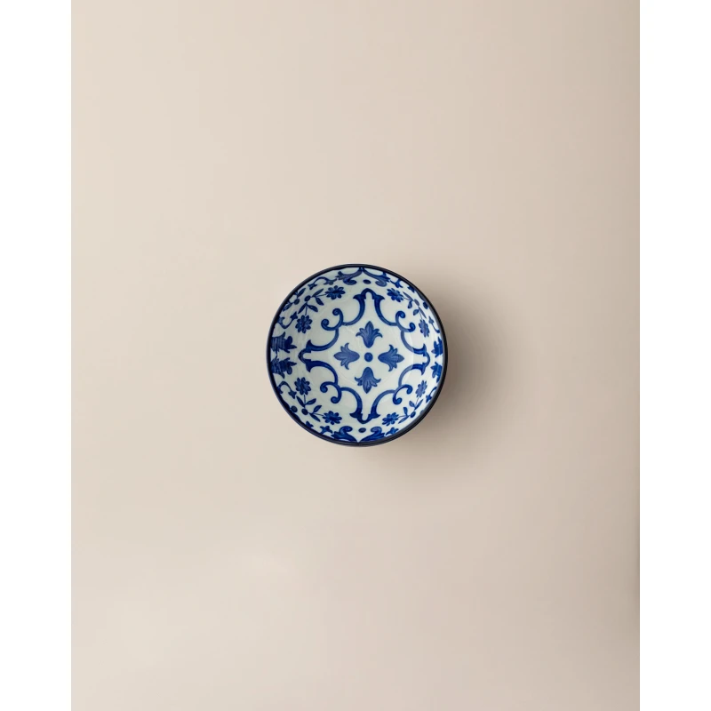 Madame Coco Reve Bleu Ellis Porcelain Bowl 12×12×5.5cm – Elegant Small Serving Bowl for Appetizers, Desserts & Snacks, Stylish Tableware for Everyday Dining - Madame COCO
