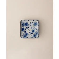 Madame COCO Reve Bleu Seren Square Porcelain Plate 12.2×3.2cm – Elegant Serving Plate for Appetizers, Desserts & Snacks, Ideal for Everyday Dining & Table Setting