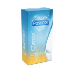 Pasante Climax Condoms, Climax contains a mix of ribbed condoms with either a warming or a cooling sensation, Natural Rubber Latex Condoms for Men, Stimulating Design, Lubricated, 12 Count - Pasante