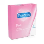 Pasante Feel Condoms, Ultra-Sensitive, Transparent Natural Rubber Latex Condoms for Men, Enhanced Sensation, Lubricated, 3 Count - Pasante