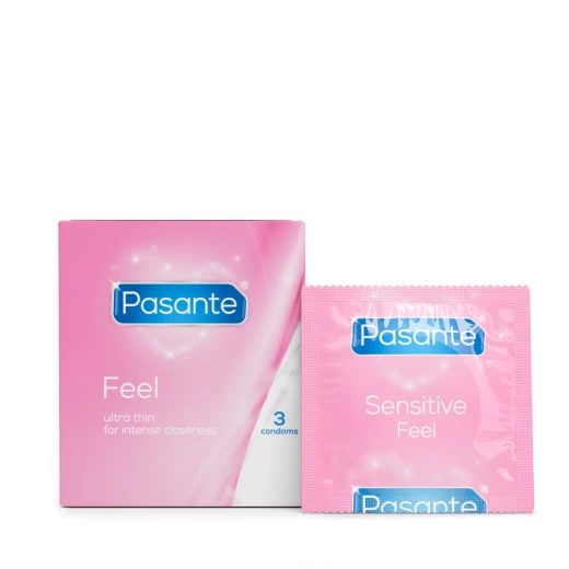 Pasante Feel Condoms, Ultra-Sensitive, Transparent Natural Rubber Latex Condoms for Men, Enhanced Sensation, Lubricated, 3 Count - Pasante - Image 3