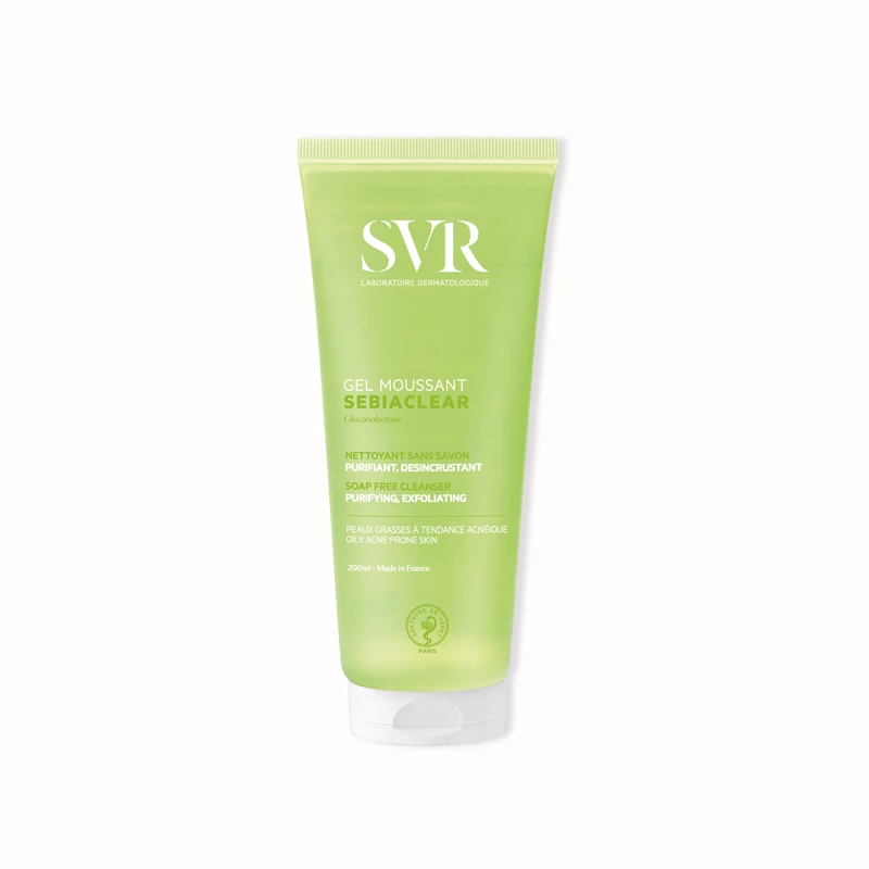 SVR Sebiaclear Face & Body Cleanser with Salicylic Acid for Sensitive Oily to Combination Skin. Soap-free Wash that Eliminates Impurities & Excess Sebum Without Drying the Skin 200ML - SVR