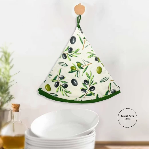 Lovely Home Round Kitchen Towel - Olives Green 60cm - Lovely Home - Image 2