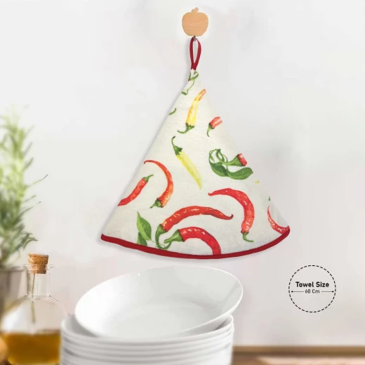 Lovely Home 60cm Round Kitchen Towel - Pepper Red - Lovely Home - Image 2