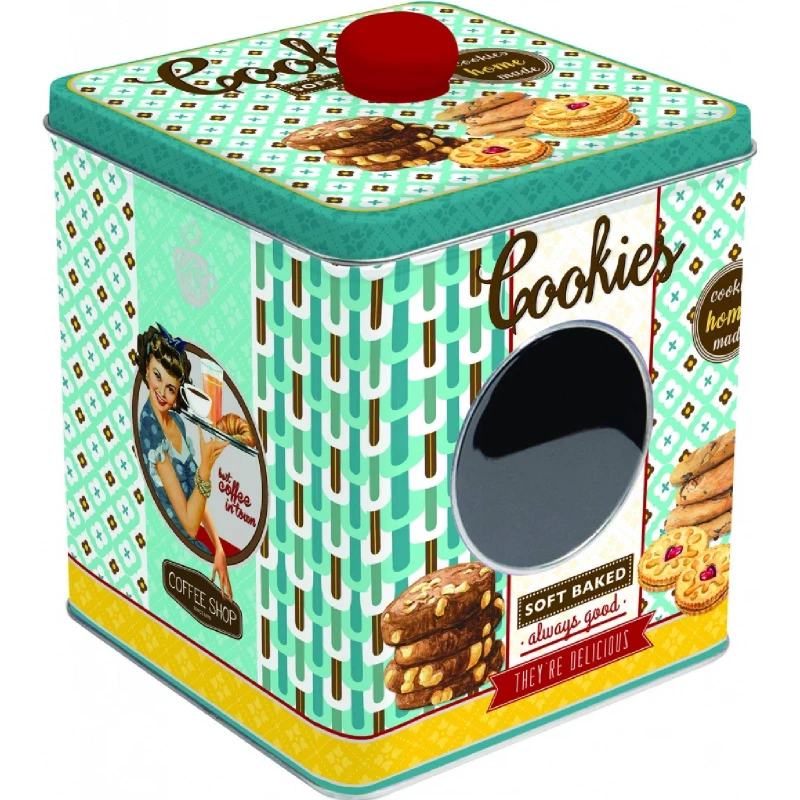 Easy Life Cookies 13x14.5cm Tin Box with Window - Multicolored