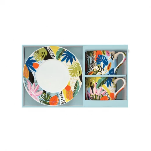 طقم فناجين شاي 4 قطع 240 مل بعلبة من Easy Life Tropical Vibes - ألوان متعددة - ايزي  لايف - Image 3