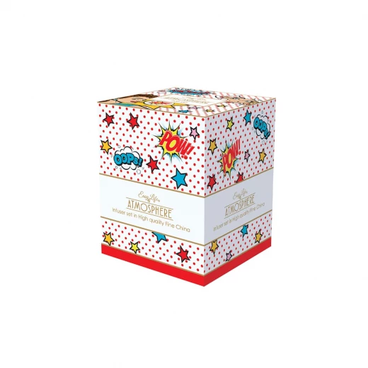 طقم كوب بمصفاة وغطاء 350 مل بعلبة من Easy Life Pop Art - ألوان متعددة - ايزي  لايف - Image 3