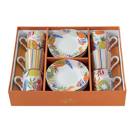 طقم فناجين قهوة 12 قطعة 100 مل بعلبة من Easy Life Tutti Frutti - ألوان متعددة - ايزي  لايف - Image 2