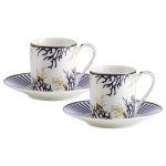 Easy Life Corallo 80ml 4-Piece Cups & Saucers Set in Box - Blue & Gold - Easy Life