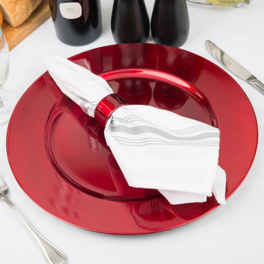 طبق ديكور سفلي بلاستيك 33 سم من Decorazioni Natalizie - أحمر - ديكوراتسيوني - Image 2