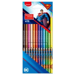 Maped colored pencils, Superman stationery, kids coloring pencils, 12 colors, school supplies, superhero pencils, cardboard box
