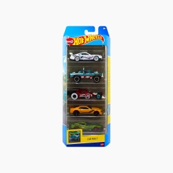 Hot Wheels 5-Car Pack – Assorted – Each die-cast toy car or truck features authentic details – Ages 3+ Years – Model 01806