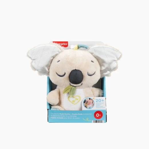 Fisher-Price On the Go Koala Soother – يوفر ما يصل إلى 20 دقيقة من الموسيقى الهادئة أو الضوضاء البيضاء أو الأصوات الصامتة لتهدئة الأطفال حديثي الولادة – موديل JBD65 - فيشر برايس - Image 6