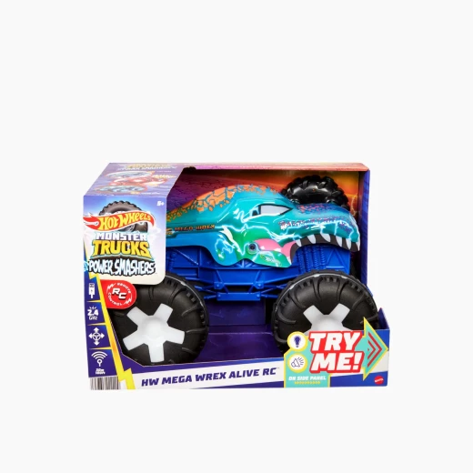 Hot Wheels Remote Control 1:15 Monster Trucks Mega Wrex Alive – Features interactive lights and sounds – Model JBD90 - Mattel - Image 2