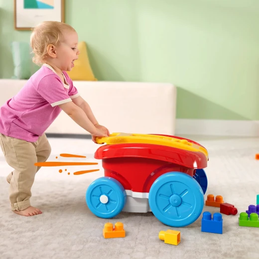 Mega Bloks Block Scooping Wagon – Includes 1 pull wagon and 20 big building blocks – Model JFR30 - Mattel - Image 2