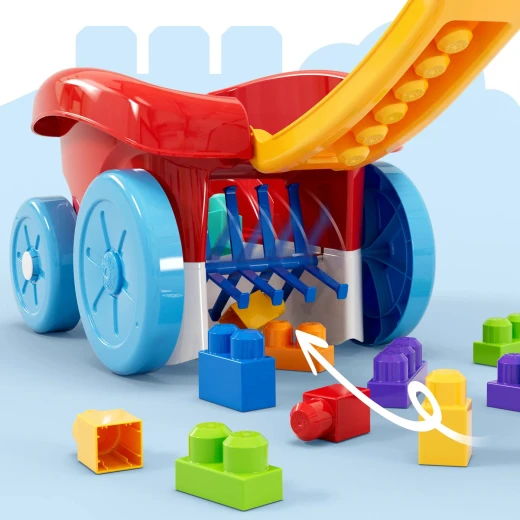 Mega Bloks Block Scooping Wagon – Includes 1 pull wagon and 20 big building blocks – Model JFR30 - Mattel - Image 3