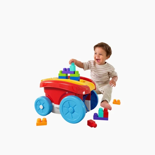 Mega Bloks Block Scooping Wagon – Includes 1 pull wagon and 20 big building blocks – Model JFR30 - Mattel - Image 4