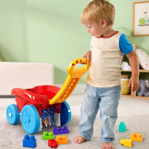 Mega Bloks Block Scooping Wagon – Includes 1 pull wagon and 20 big building blocks – Model JFR30 - Mattel - Image 6