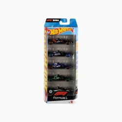 Hot Wheels Basic Car F1 5-Pack – Features five 1:64 scale die-cast Formula 1 race cars – Model JGF58