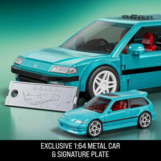 Mattel Brick Shop Hot Wheels Custom '90 Honda Civic EF – Comes with 2 sets of wheel covers for varied customization – Ages 10+ Years – Model JHF62 - Mattel - Image 7