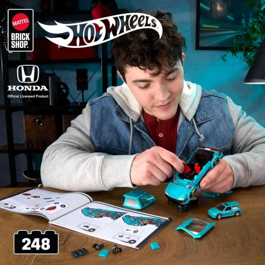 Mattel Brick Shop Hot Wheels Custom '90 Honda Civic EF – Comes with 2 sets of wheel covers for varied customization – Ages 10+ Years – Model JHF62 - Mattel - Image 10
