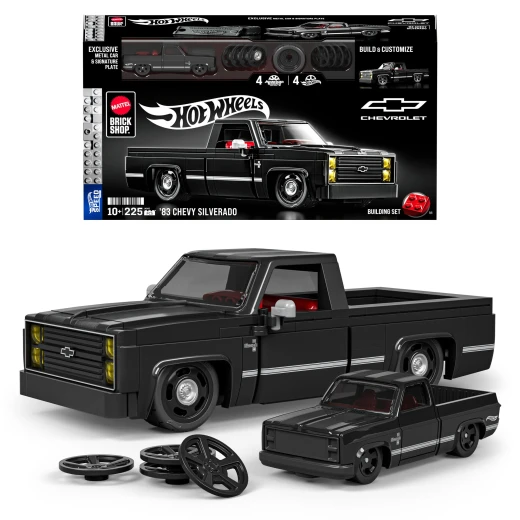 Mattel Brick Shop Hot Wheels '83 Chevy Silverado – Transform Your Build – Die-Cast Collectible Model Car – Ages 10+ Years – Model JKG42 Mattel Brick Shop Hot Wheels '83 Chevy Silverado – Transform Your Build – Die-Cast Collectible Model Car – Ages 10+ Years – Model JKG42