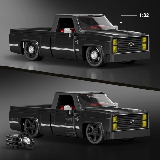Mattel Brick Shop Hot Wheels '83 Chevy Silverado – Transform Your Build – Die-Cast Collectible Model Car – Ages 10+ Years – Model JKG42 - Mattel - Image 16