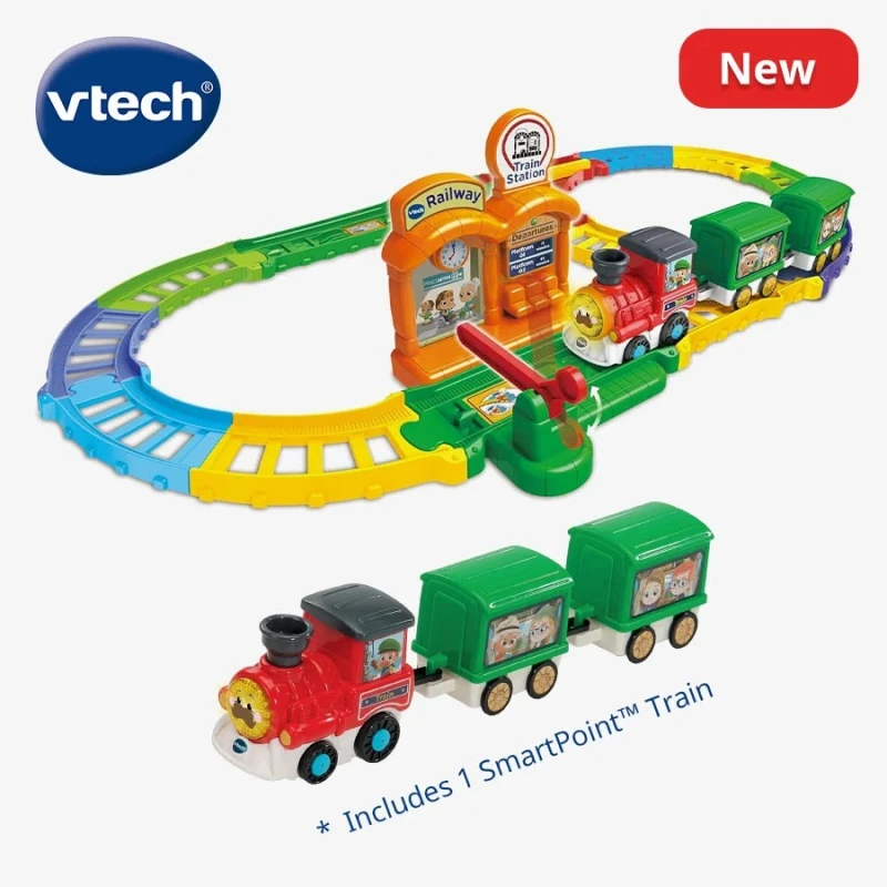 مجموعة قطار VTech Toot-Toot Drivers Chug & Learn - موقعان SmartPoint يطلقان الأصوات والعبارات والموسيقى - موديل 80-588603 - في تيك
