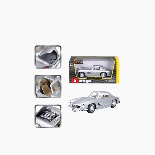 Bburago Mercedes-Benz 300 SL (1954) Die-Cast Model Car – 1:24 Scale – Functional elements include opening doors and swiveling steering wheel – Model 18-22023 SL - Bburago - Image 7