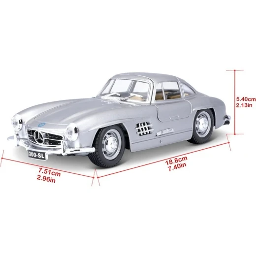 Bburago Mercedes-Benz 300 SL (1954) Die-Cast Model Car – 1:24 Scale – Functional elements include opening doors and swiveling steering wheel – Model 18-22023 SL - Bburago - Image 11