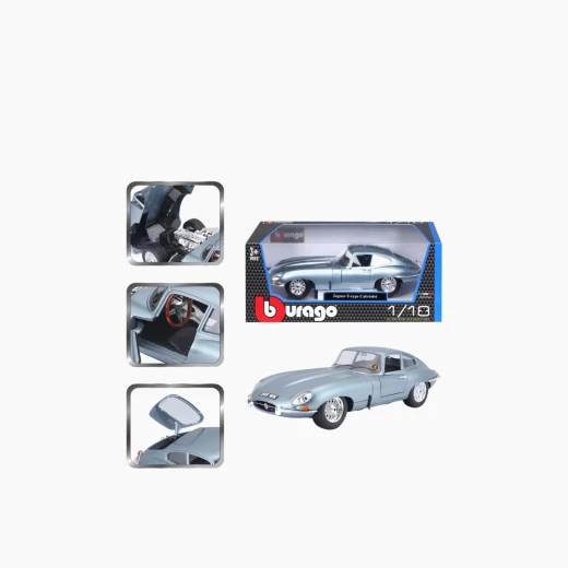 Bburago Jaguar "E" Coupe (1961) Die-Cast Model Car – 1:18 Scale – Features opening doors and hood – Model 18-12044 - Bburago - Image 20