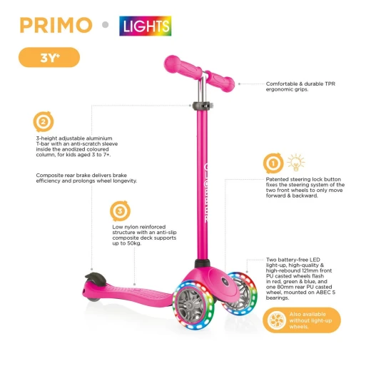 Globber Flow Foldable 125 Lights Scooter – 125mm Wheels – Kick Scooter for Outdoor Riding – Model 423-610-4 - Globber - Image 18