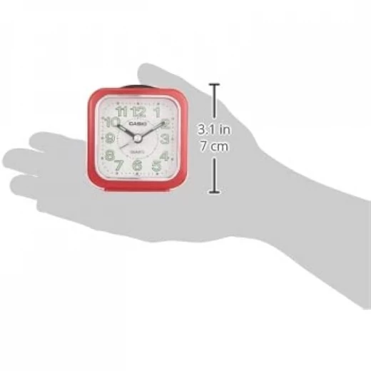 ساعة منبّه صغيرة TQ-142-4DF ,لون أحمر, تصميم مدمج للسفر أو المنزل, شاشة واضحة, منبه دقيق,  بطارية مشمولة من كاسيو - كاسيو - Image 3