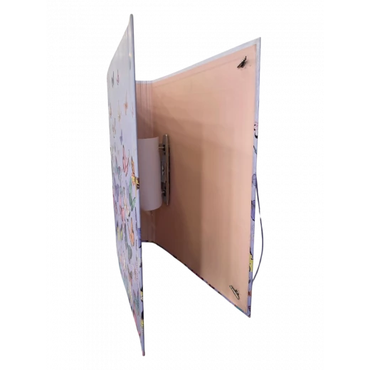 كلاسور بلاستيكي بحلقتين معدنيتين مقاس 4 – لون بنفسجي فاتح برسومات فراشات – تصميم أنثوي - اس ستيشنري - Image 2