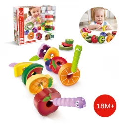 Hape Caterpillar Fruit Feast Set – Wooden Fruit Cutting Playset with Friendly Caterpillar for Sensory and Imaginative Play