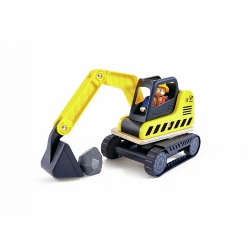 Hape Dig 'n Dump Excavator – Wooden Construction Vehicle for Imaginative Digging and Dumping Play - Hape - Image 2