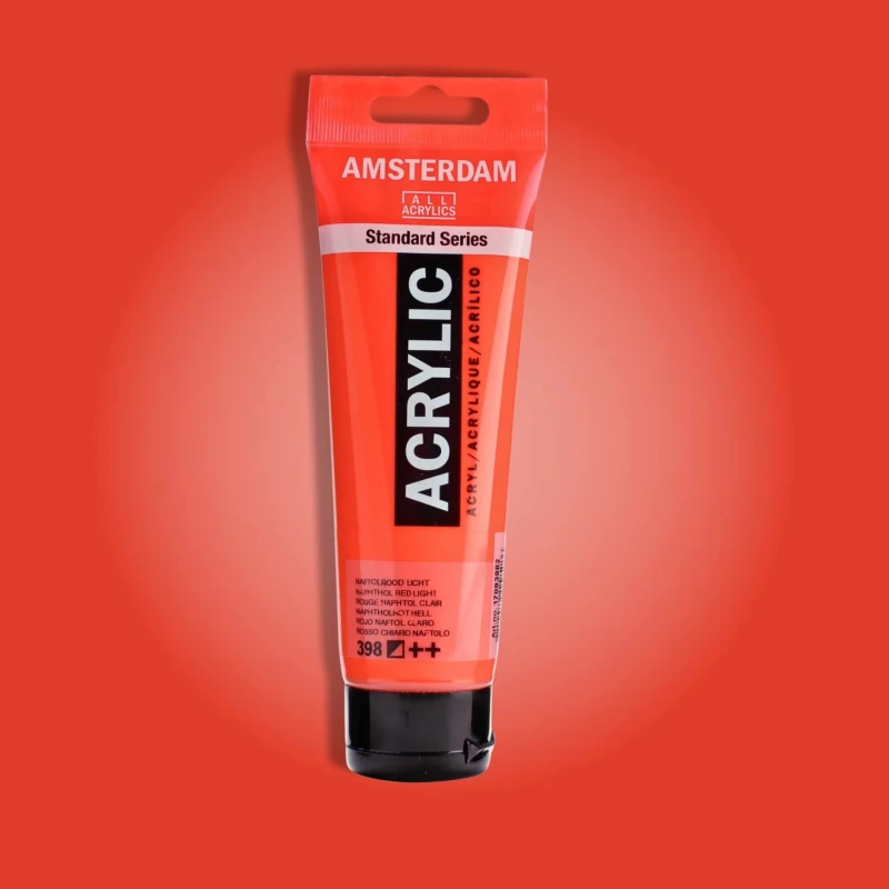 Amsterdam Acrylic Paint Naphthol Red Light, 120 ml Bright Opaque Red Acrylic High Coverage Standard Series For Canvas, Paper & Wood - Amsterdam