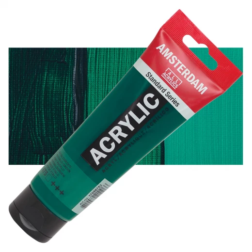 Amsterdam Acrylic Paint Phthalo Green, 120 ml Opaque Acrylic Paint with Strong Coverage Vibrant Color Standard Series For Canvas, Paper & Wood Amsterdam Acrylic Paint Phthalo Green, 120 ml Opaque Acrylic Paint with Strong Coverage Vibrant Color Standard Series For Canvas, Paper & Wood