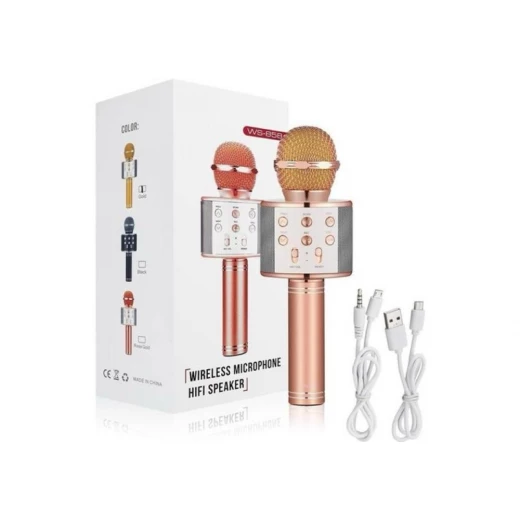 ميكروفون لاسلكي مع مكبر صوت HiFi مدمج, ميكروفون كاريوكي بلوتوث, قابل لإعادة الشحن عبر USB ,ألوان متعددة (ذهبي، أسود، وردي ذهبي) ميكروفون لاسلكي مع مكبر صوت HiFi مدمج, ميكروفون كاريوكي بلوتوث, قابل لإعادة الشحن عبر USB ,ألوان متعددة (ذهبي، أسود، وردي ذهبي)